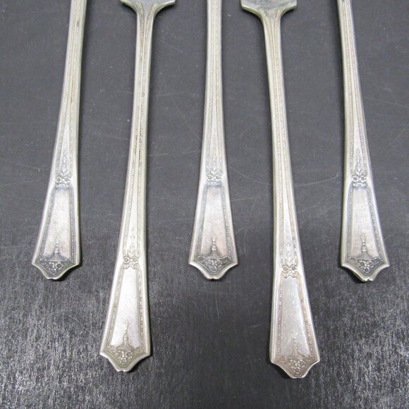 Vintage R.C.Co Bouquet Silver Plate 6 Inch 3 Prong Cocktail Fork Lot of 5 - Picture 3 of 8